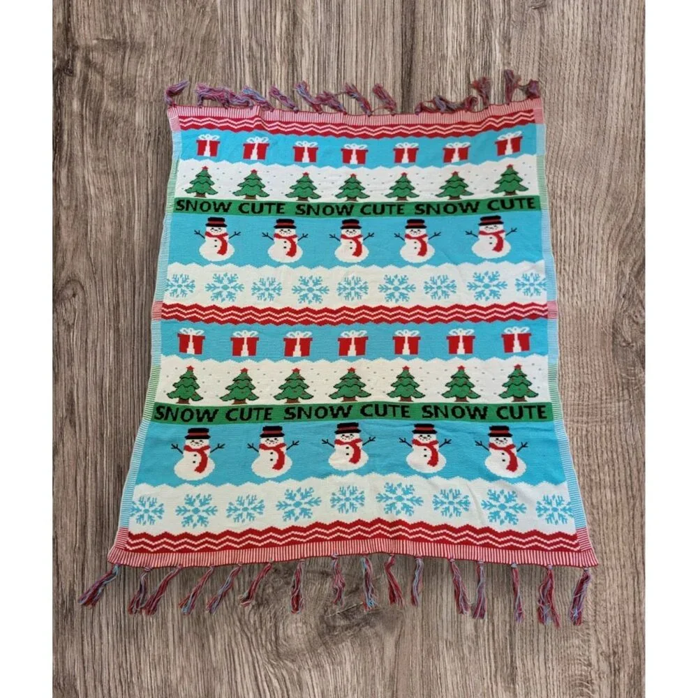 Holiday Christmas Suoer Soft‎ Acrylic Throw Blanket Snowmen Frosty Snow Cute